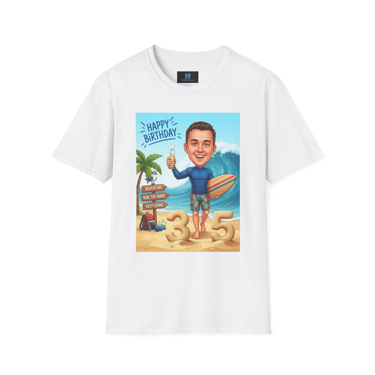 Surfer's birthday personalized t-shirt