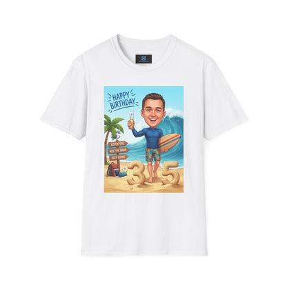 Surfer's birthday personalized t-shirt