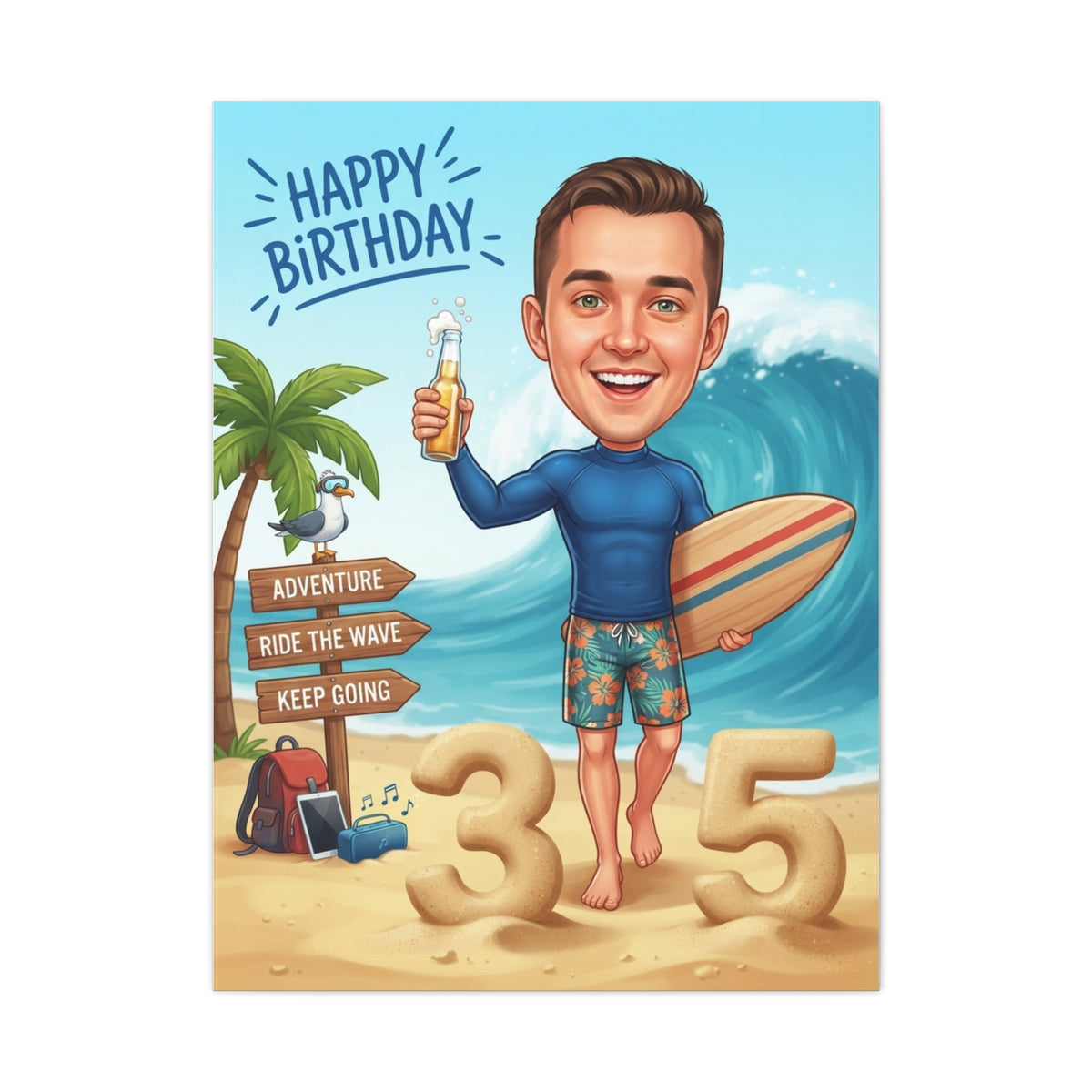 Surfer's birthday, Matte Canvas
