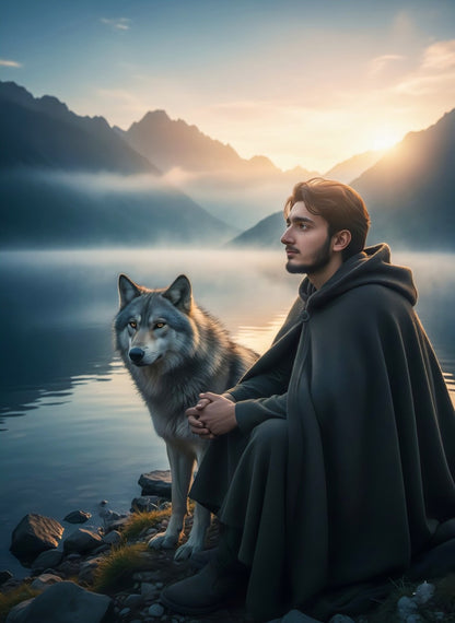 Hyper-Realistic Cinematic - Wolf and Man