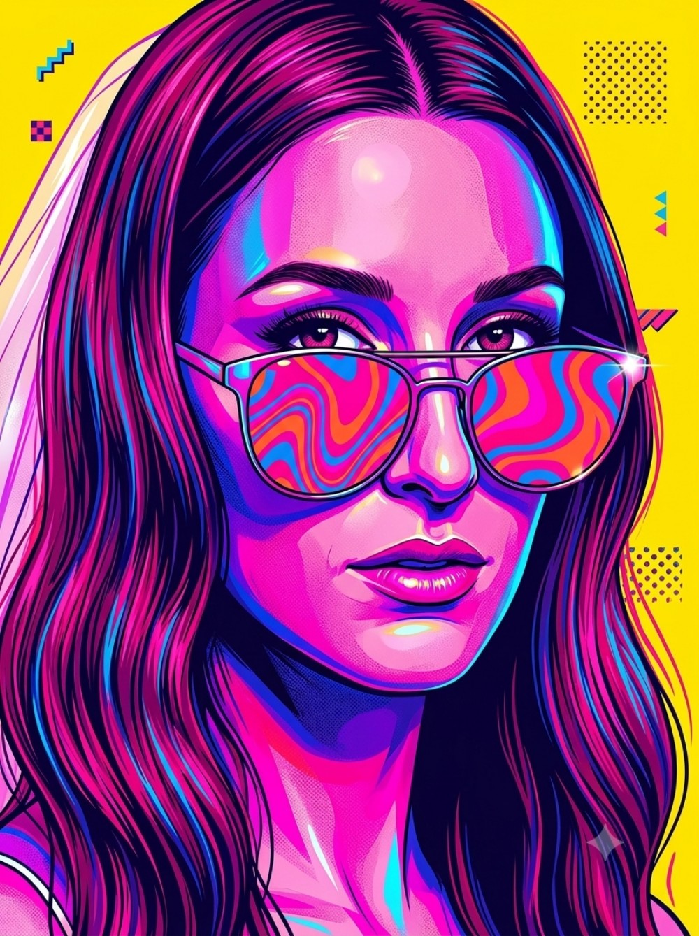 Anime Portraits - An ultra-colorful digital portrait in neo-pop art style