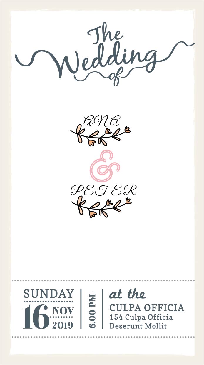 Create a cartoon wedding invitation; couple on a boat