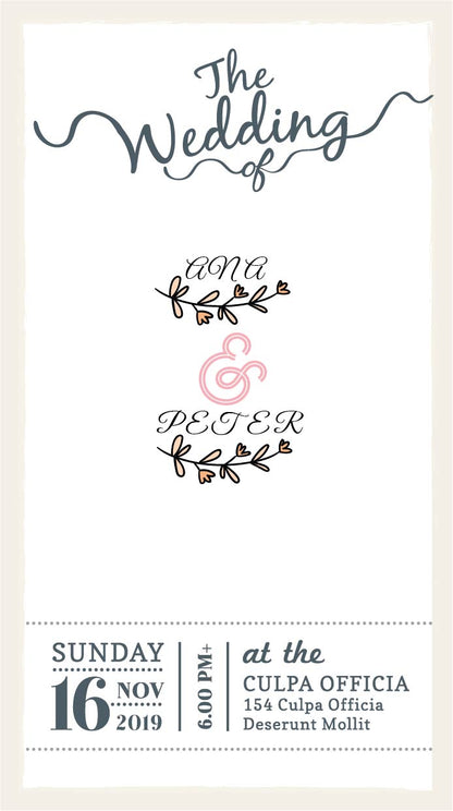 Create a cartoon wedding invitation; couple on a boat