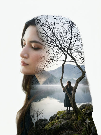 Create a character portrait with double exposure