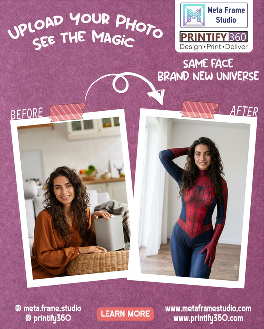 Create a young woman with a Spider-Man design