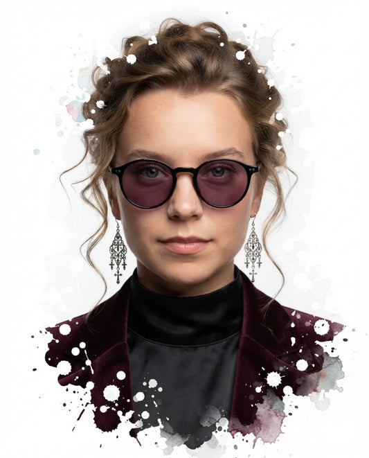 Create an illustration of a woman wearing glasses