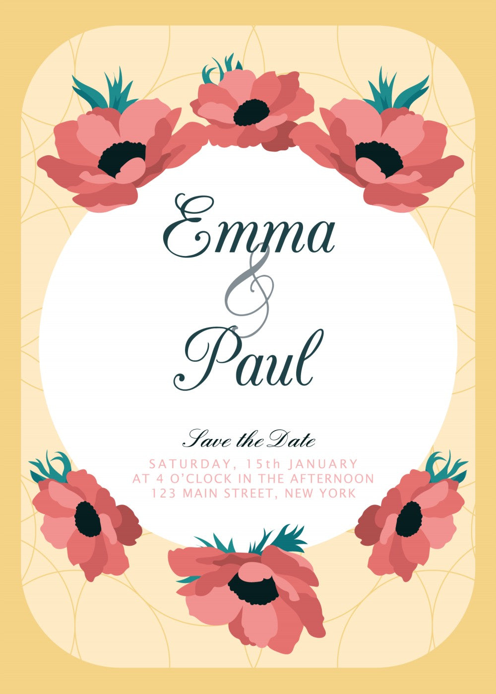 Create a personalized wedding invitation, bridal bouquet