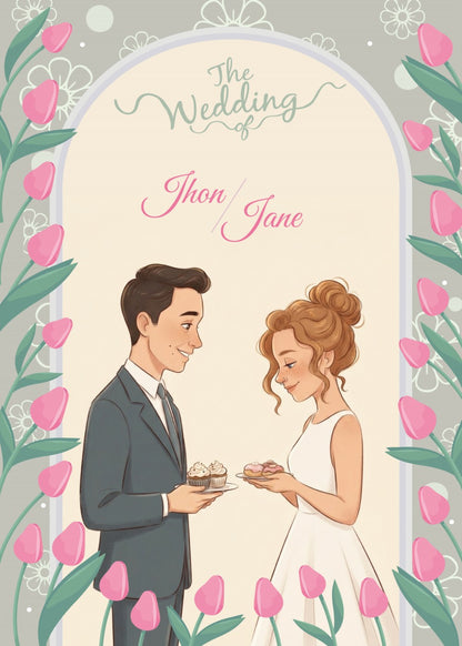 Create a personalized wedding invitation, bride and groom presentation
