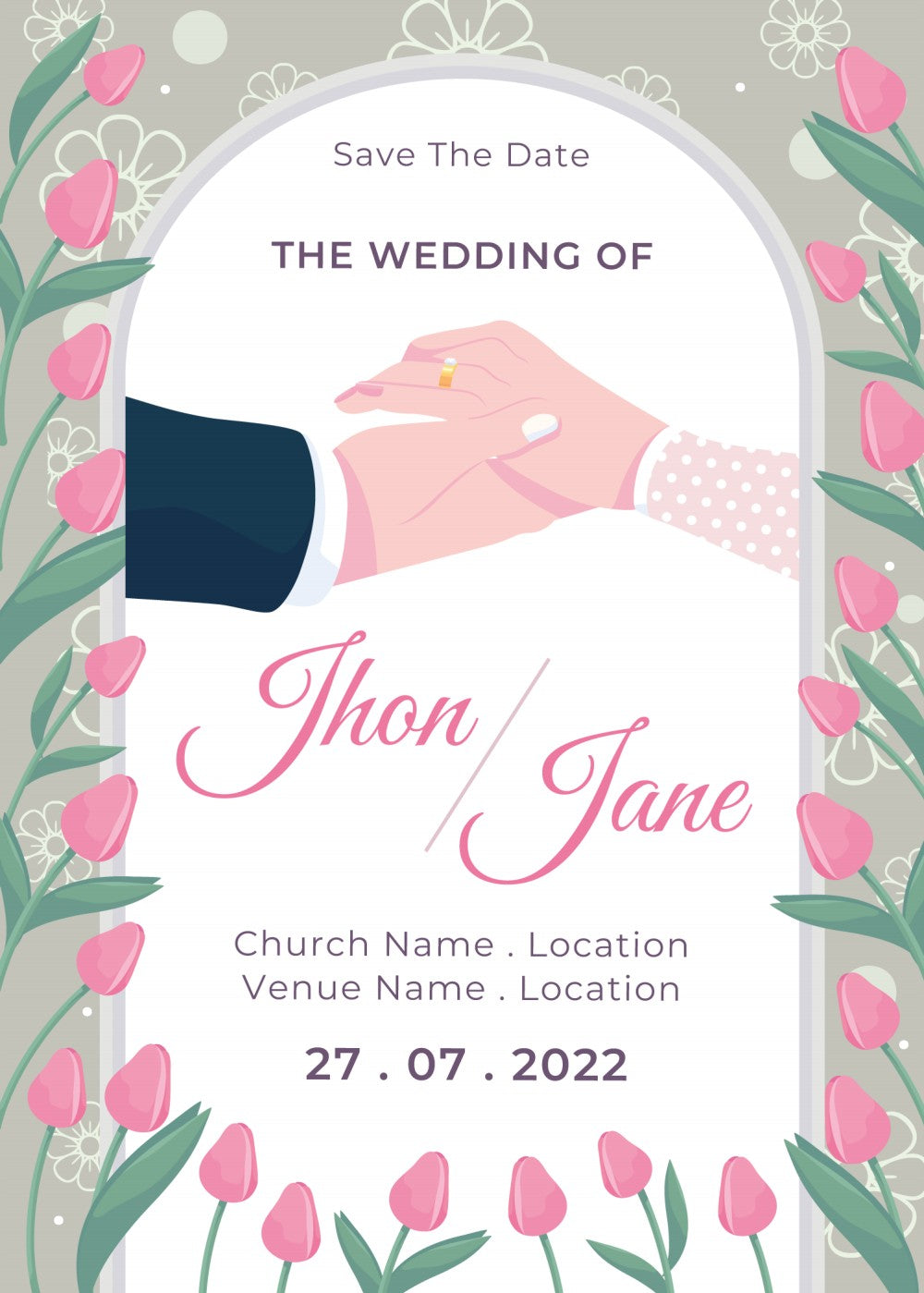 Create a personalized wedding invitation, bride and groom presentation