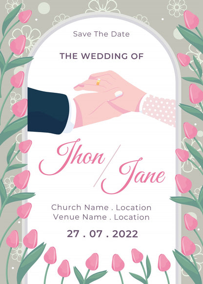 Create a personalized wedding invitation, bride and groom presentation