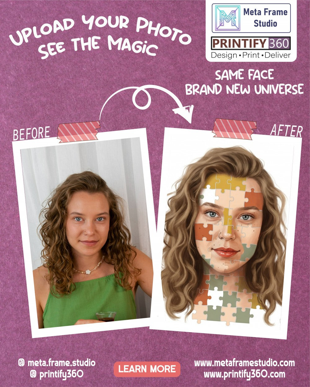 Creating a woman portrait from a puzzle
