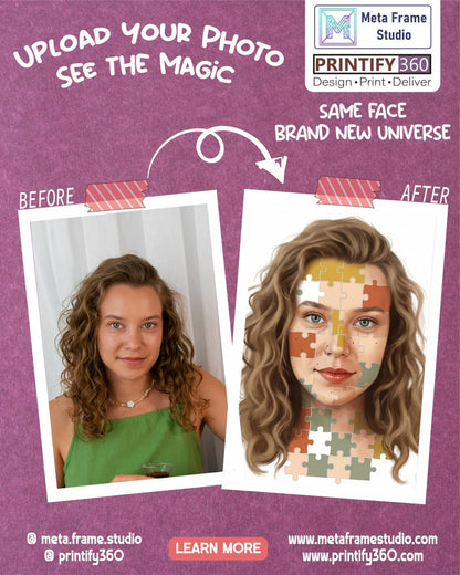 Creating a woman portrait from a puzzle