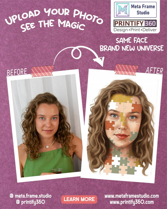 Creating a woman portrait from a puzzle