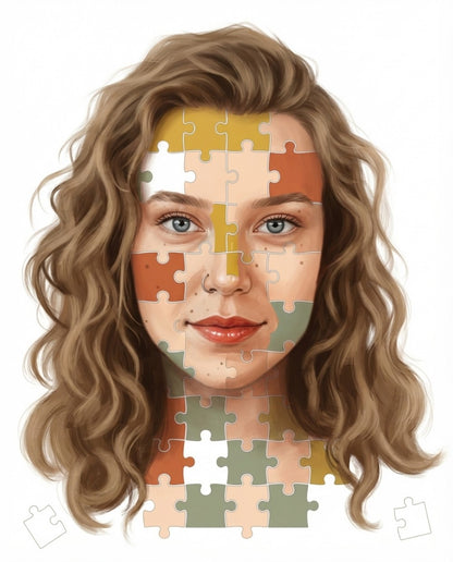 Creating a woman portrait from a puzzle
