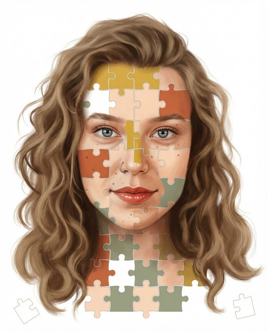 Creating a woman portrait from a puzzle