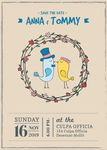 Personalized Wedding Invitation, Bride, Groom and their dog