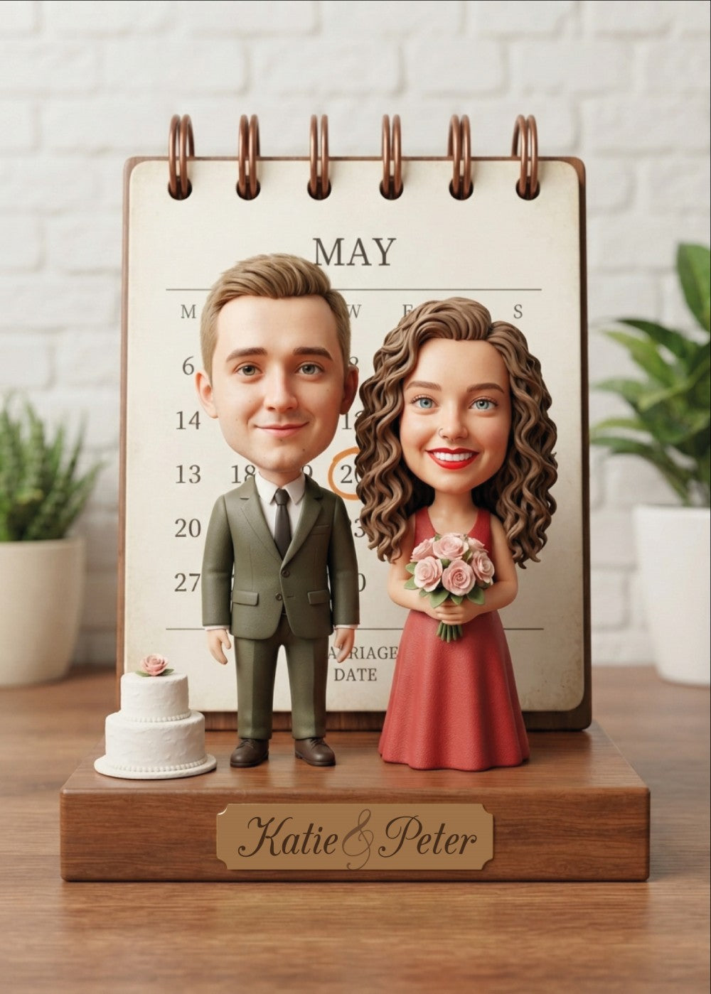 Personalized wedding invitation, 3D Bride and Groom