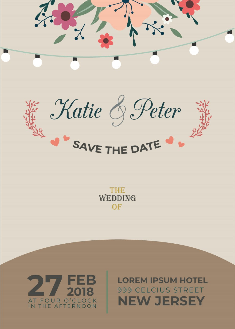 Personalized wedding invitation, 3D Bride and Groom