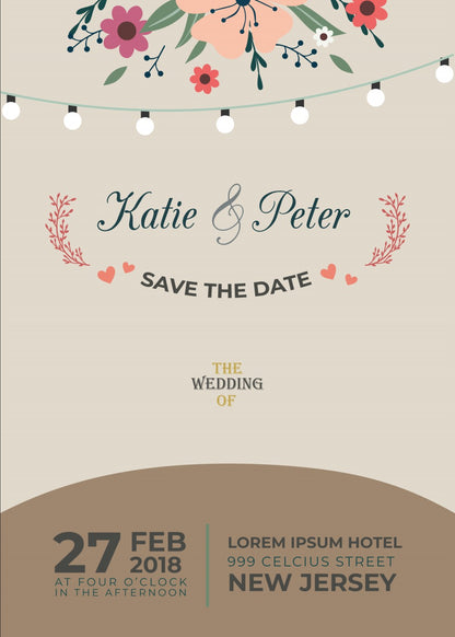 Personalized wedding invitation, 3D Bride and Groom