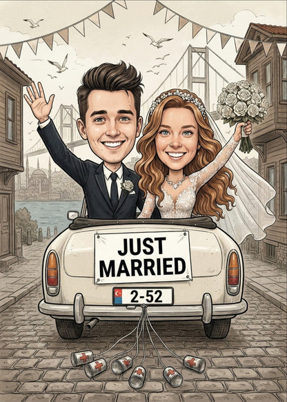 Personalized wedding invitation, Just Married Istanbul