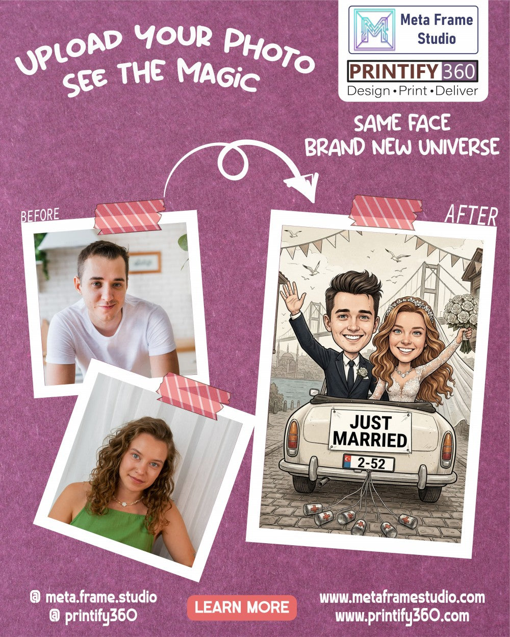 Personalized wedding invitation, Just Married Istanbul