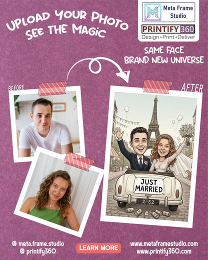 Personalized wedding invitation, Just Married Paris