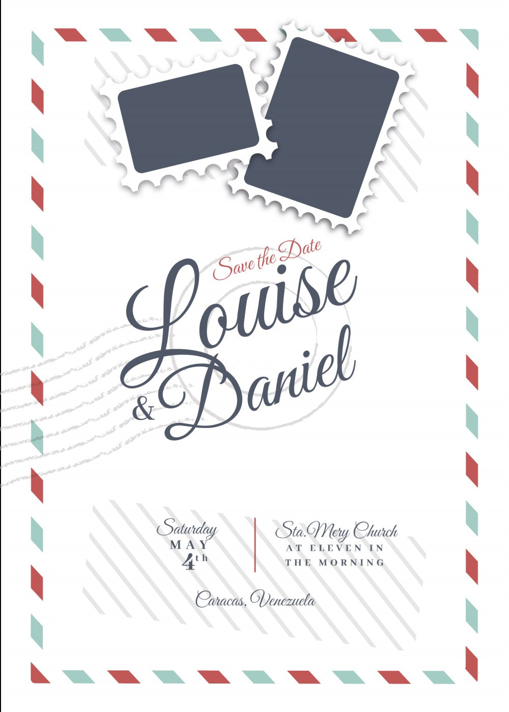 Personalized wedding invitation, Just Married Village