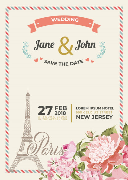 Personalized wedding invitation, Valentines Day in Paris