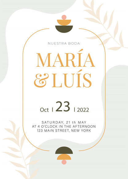 Personalized wedding invitation with video, black and white bride and groom photo