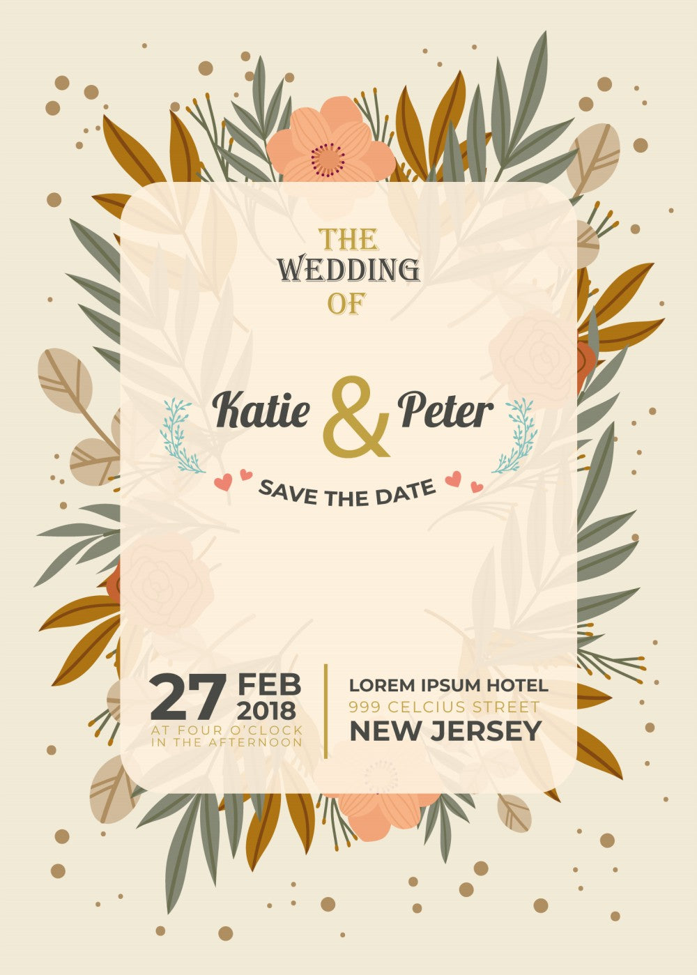 Personalized wedding invitation, bride and groom gothic design