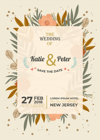 Personalized wedding invitation, bride and groom gothic design