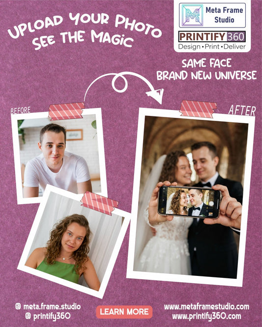 Personalized wedding invitation with video, bride and groom phone selfie