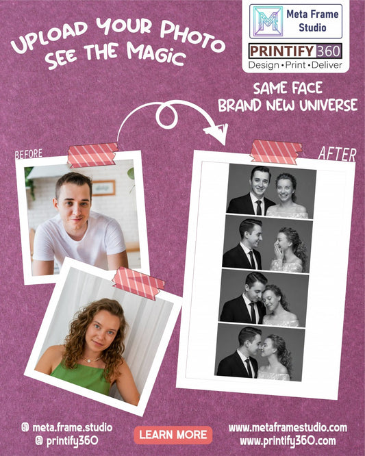 Personalized wedding invitation, bride and groom photobooth