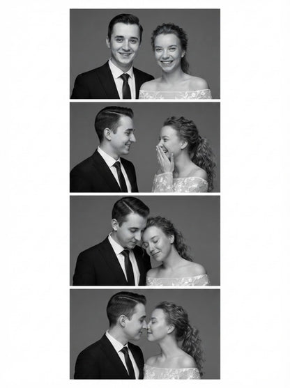 Personalized wedding invitation, bride and groom photobooth