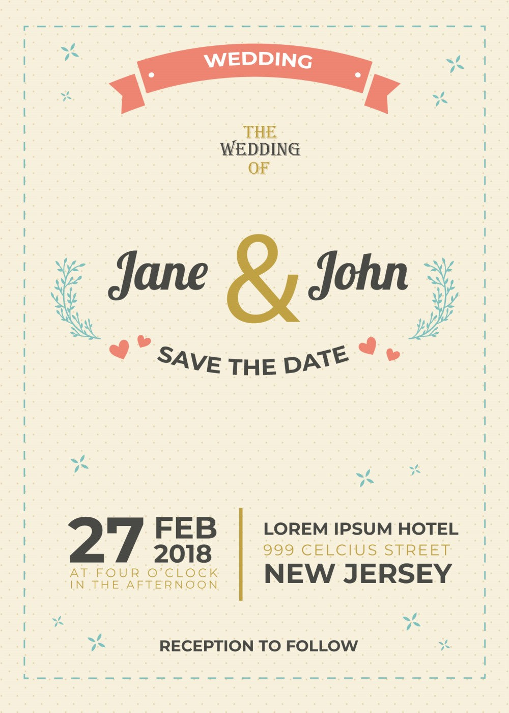 Personalized wedding invitation, bride and groom profile photos