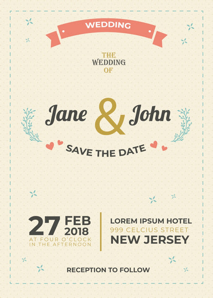 Personalized wedding invitation, bride and groom profile photos