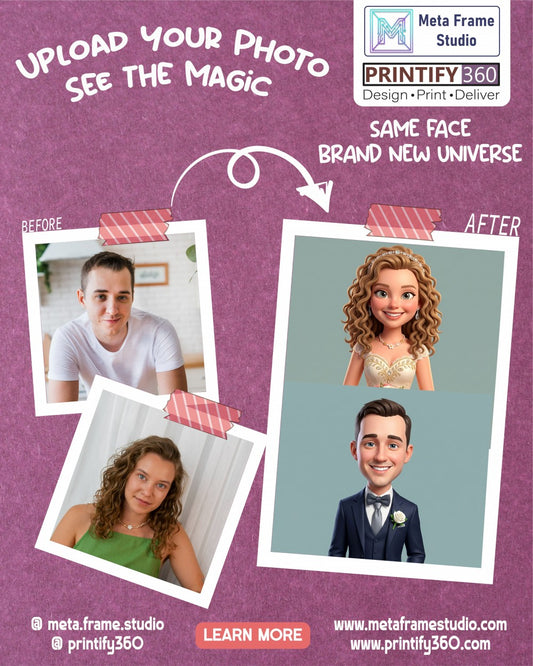 Personalized wedding invitation, bride and groom profile photos