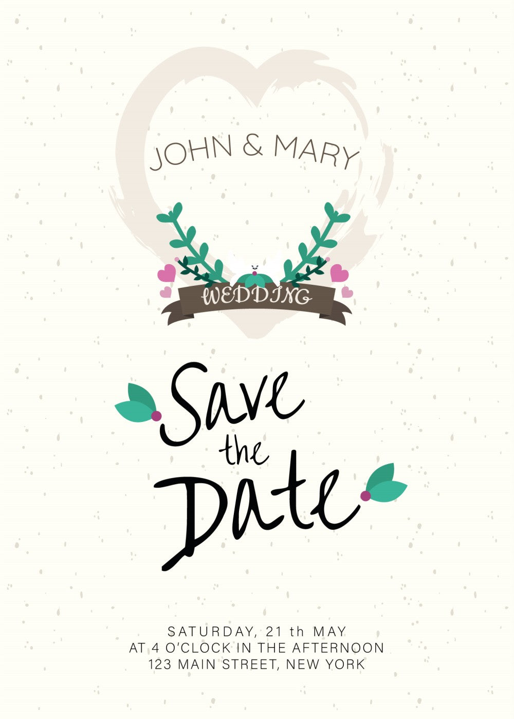 Personalized wedding invitation, caricature of bride and groom