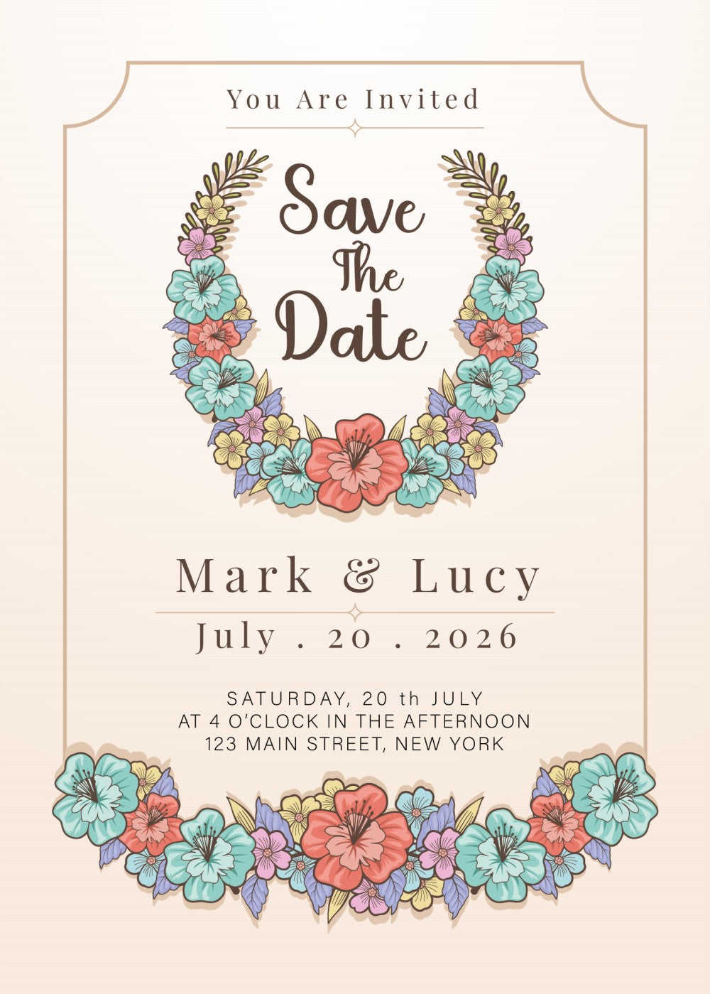 Personalized wedding invitation, coffee and lovers