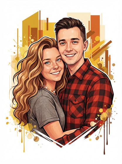 Personalized wedding invitation, colorful design for bride and groom