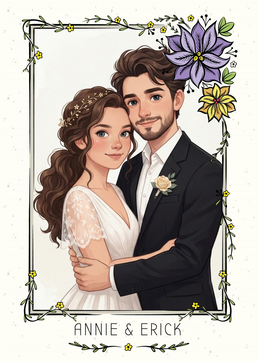 Personalized wedding invitation, dear bride and groom