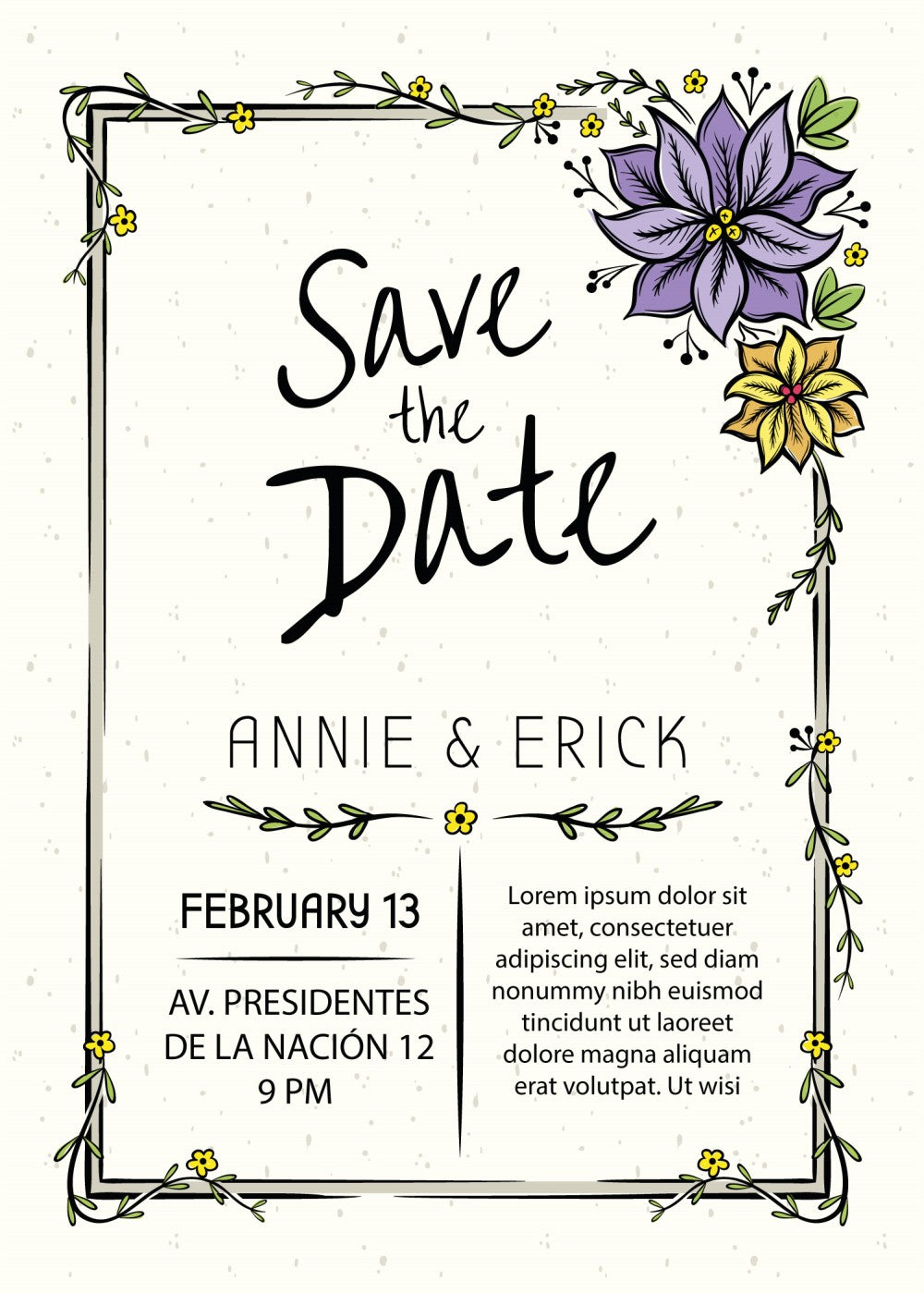 Personalized wedding invitation, dear bride and groom