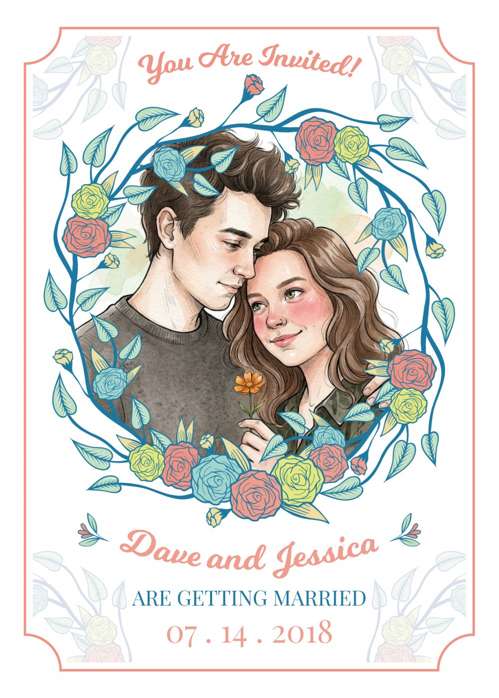 Personalized wedding invitation, for two lovers