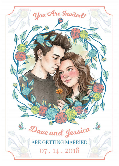 Personalized wedding invitation, for two lovers