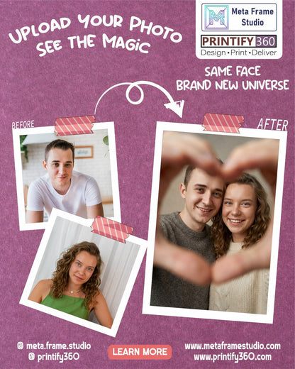 Personalized wedding invitation, heart-shaped selfie