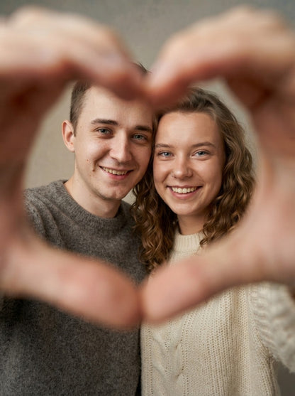 Personalized wedding invitation, heart-shaped selfie