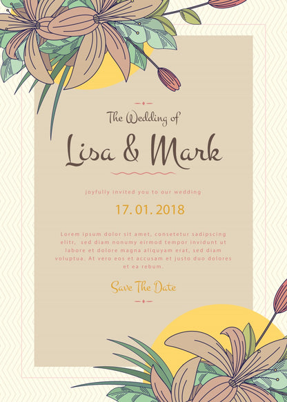 Personalized wedding invitation, kissing bride and groom
