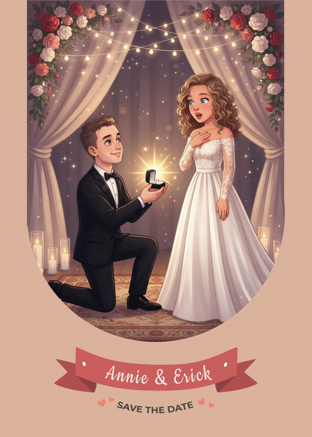 Personalized wedding invitation, marriage proposal