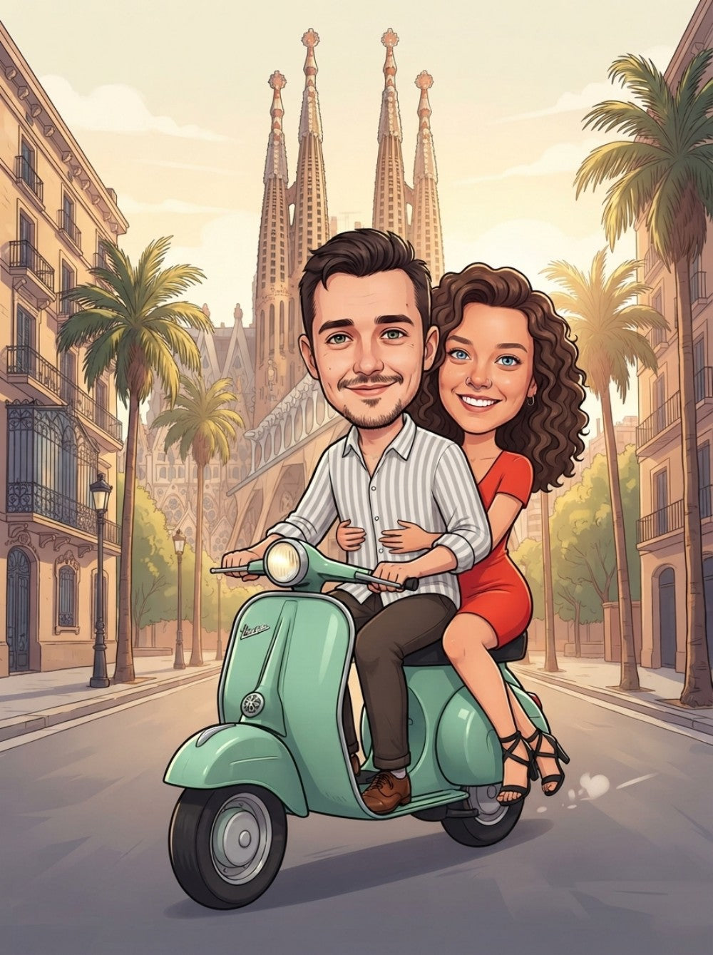 Personalized wedding invitation, motorcycle lovers in Barcelona