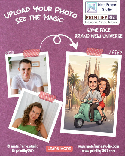 Personalized wedding invitation, motorcycle lovers in Barcelona
